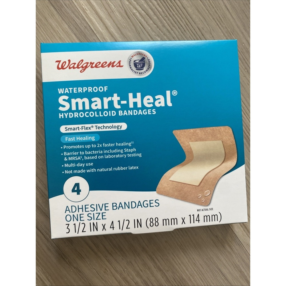 Walgreens Waterproof Smart-Heal Healing Hydrocolloid Bandages, 4 CT